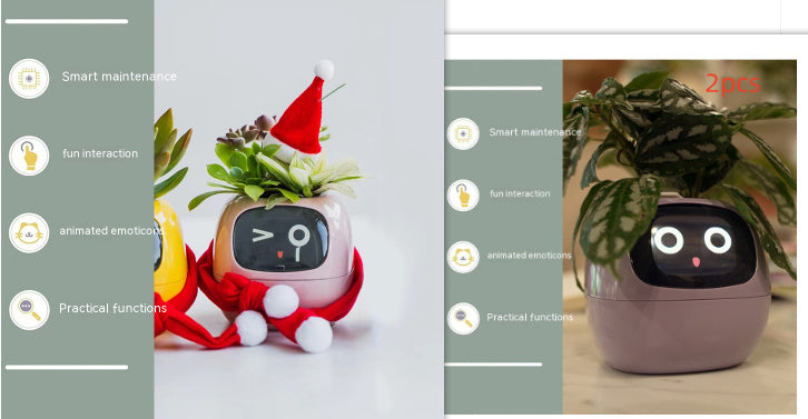 Smart Planter – Endless Fun with 49+ Expressions, 7 Smart Sensors, AI Chip, Self-Watering Pot for Plants