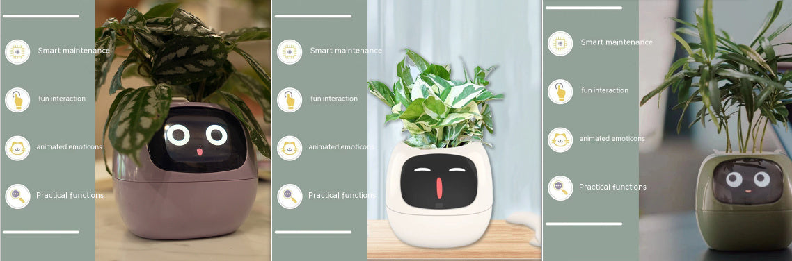 Smart Planter – Endless Fun with 49+ Expressions, 7 Smart Sensors, AI Chip, Self-Watering Pot for Plants