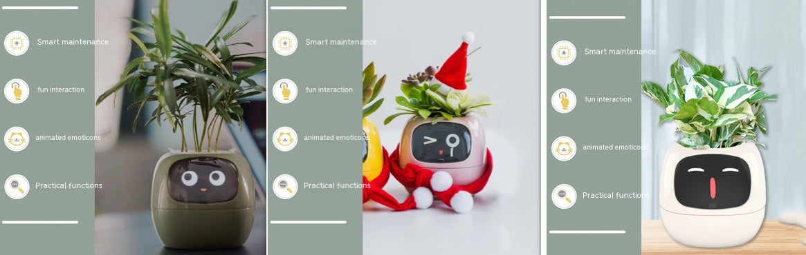 Smart Planter – Endless Fun with 49+ Expressions, 7 Smart Sensors, AI Chip, Self-Watering Pot for Plants