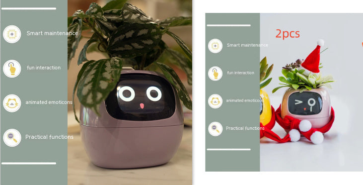 Smart Planter – Endless Fun with 49+ Expressions, 7 Smart Sensors, AI Chip, Self-Watering Pot for Plants