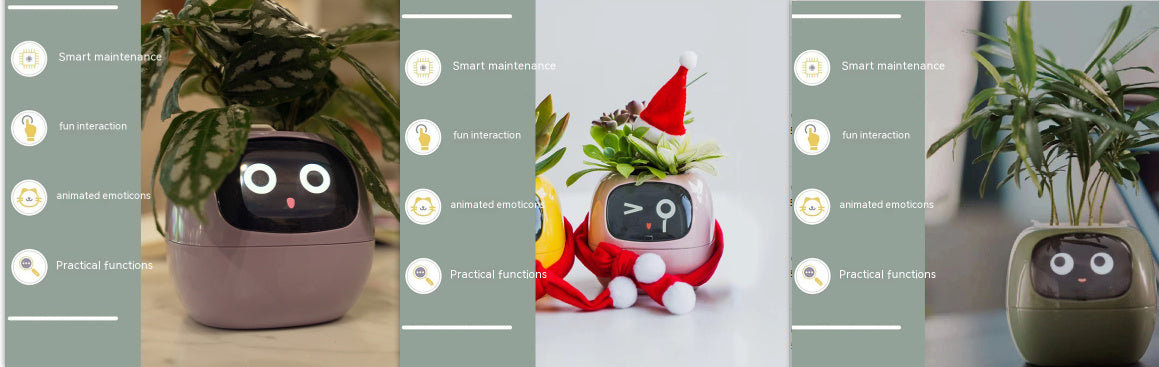Smart Planter – Endless Fun with 49+ Expressions, 7 Smart Sensors, AI Chip, Self-Watering Pot for Plants