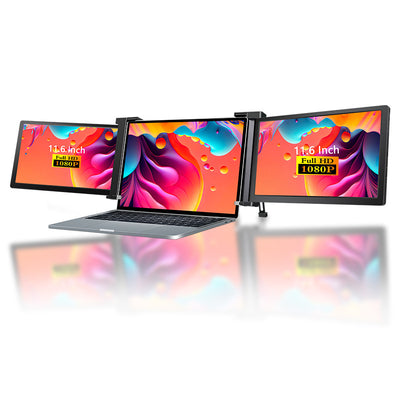 Portable Display for Laptop – Single, Dual, and Triple Screen Extender, 1080P FHD IPS, USB-C/HDMI, Silver Gray