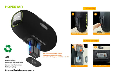 Hopestar A80 350W Wireless Subwoofer – Portable Bluetooth Speaker with Deep Bass, Outdoor Travel, Home Theatre, Loud Sound