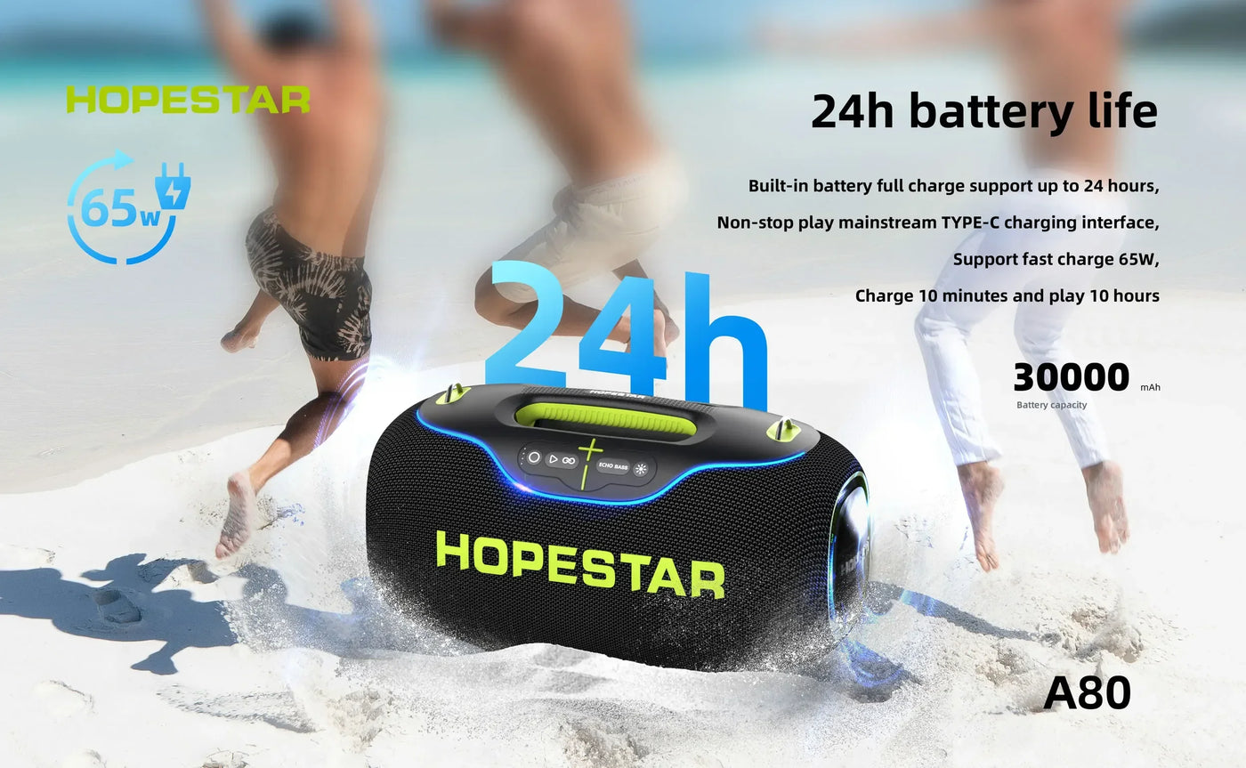 Hopestar A80 350W Wireless Subwoofer – Portable Bluetooth Speaker with Deep Bass, Outdoor Travel, Home Theatre, Loud Sound
