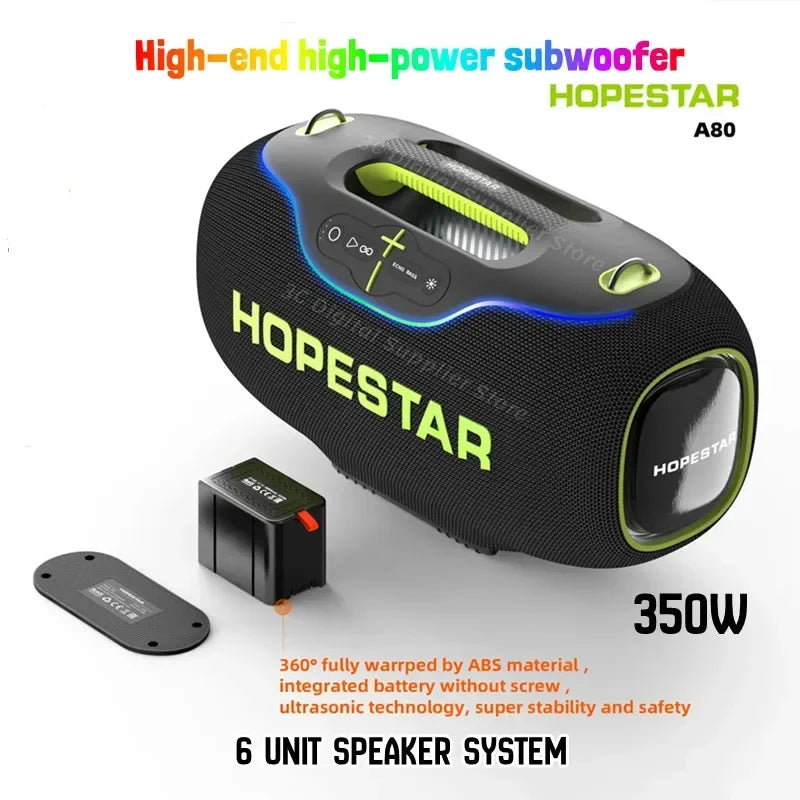 Hopestar A80 350W Wireless Subwoofer – Portable Bluetooth Speaker with Deep Bass, Outdoor Travel, Home Theatre, Loud Sound