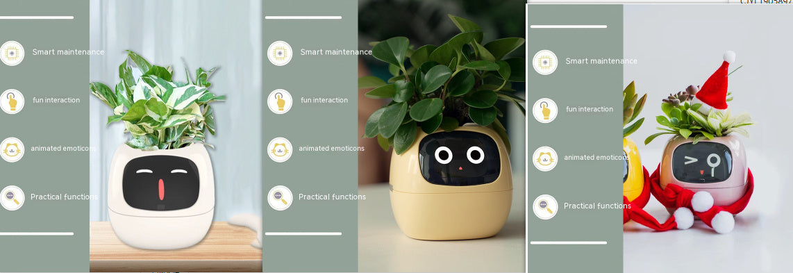 Smart Planter – Endless Fun with 49+ Expressions, 7 Smart Sensors, AI Chip, Self-Watering Pot for Plants