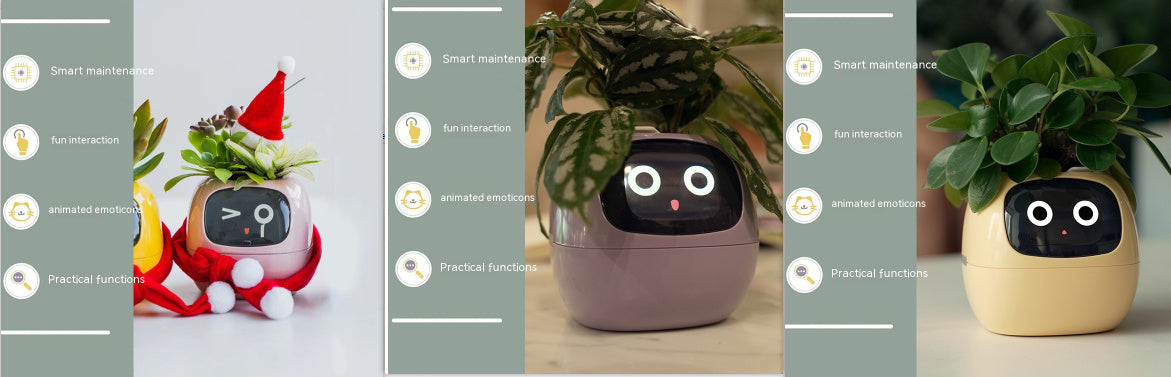 Smart Planter – Endless Fun with 49+ Expressions, 7 Smart Sensors, AI Chip, Self-Watering Pot for Plants