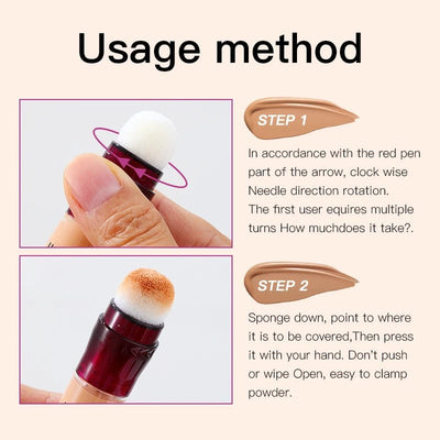 Long-Lasting Concealer with Sponge Head – Covers Dark Circles & Acne