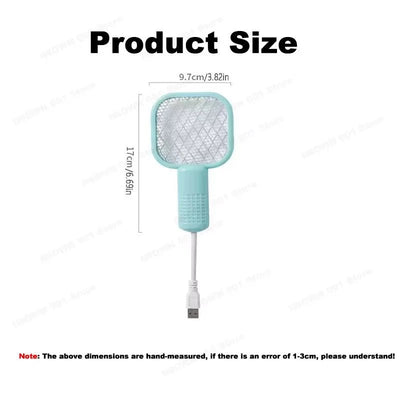 USB Mosquito Swatter Trap Mini Electric Shock Fly Bug Zapper UV Light Portable 2-In-1 Mosquito Repellent for Outdoor Bedroom