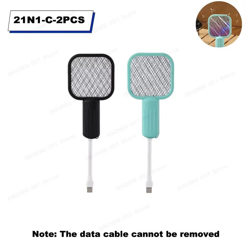 USB Mosquito Swatter Trap Mini Electric Shock Fly Bug Zapper UV Light Portable 2-In-1 Mosquito Repellent for Outdoor Bedroom