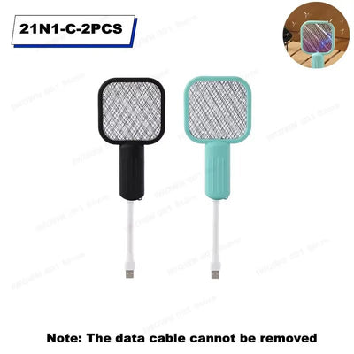 USB Mosquito Swatter Trap Mini Electric Shock Fly Bug Zapper UV Light Portable 2-In-1 Mosquito Repellent for Outdoor Bedroom