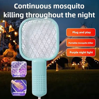 USB Mosquito Swatter Trap Mini Electric Shock Fly Bug Zapper UV Light Portable 2-In-1 Mosquito Repellent for Outdoor Bedroom